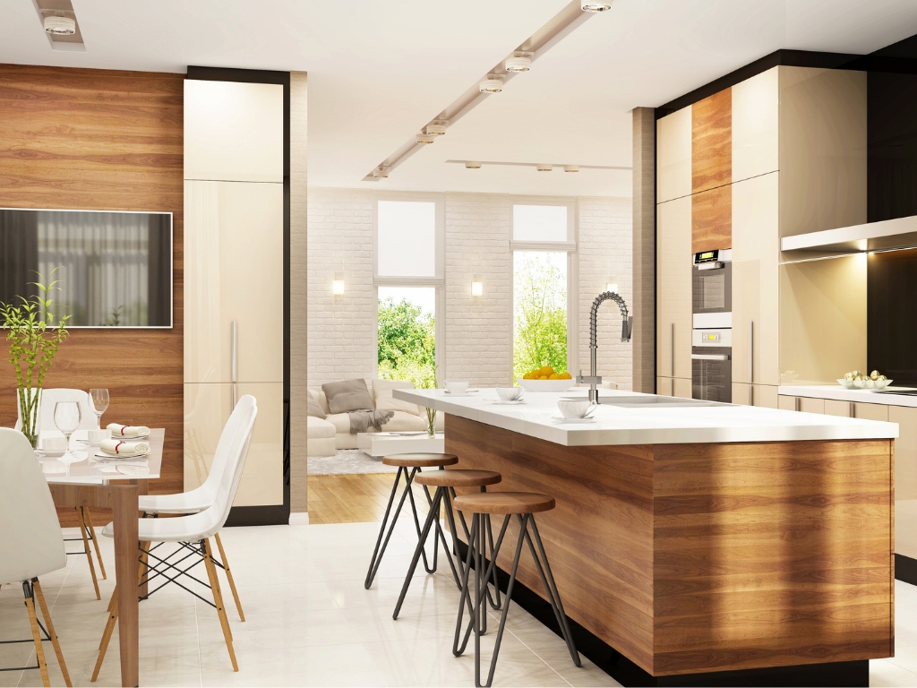 Espacios abiertos. Cocina abierta a comedor y salón.